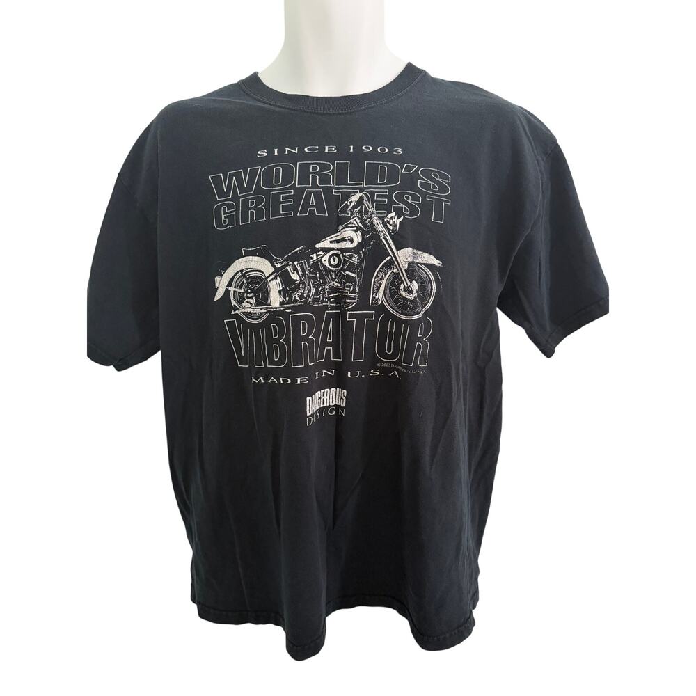 Gildan Black Original Vibrator Motorcycle T Shirt Size Large